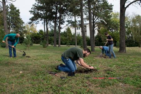 Jarran Ryan & Larry Darci working in arboretum